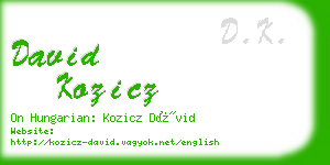 david kozicz business card